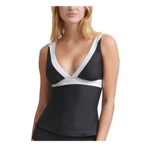 DKNY Women's Black Stretch Removable Soft Cups Tankini Swimsuit Top S